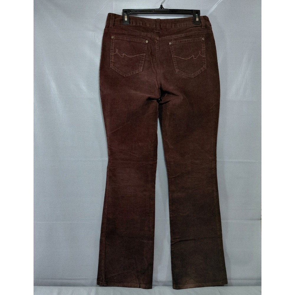 St. John's Bay Secretly Slender Bootcut Corduroy Pants Women's 10 Brown Mid Rise - Picture 2 of 13